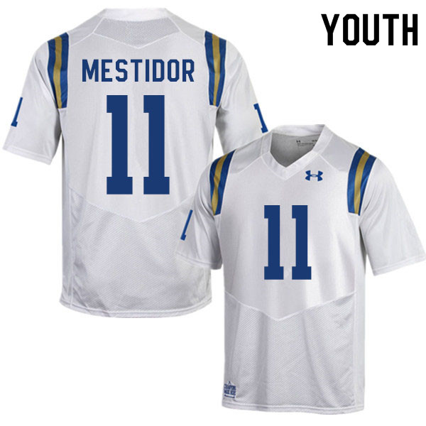 Youth #11 Kenny Mestidor UCLA Bruins College Football Jerseys Sale-White - Click Image to Close